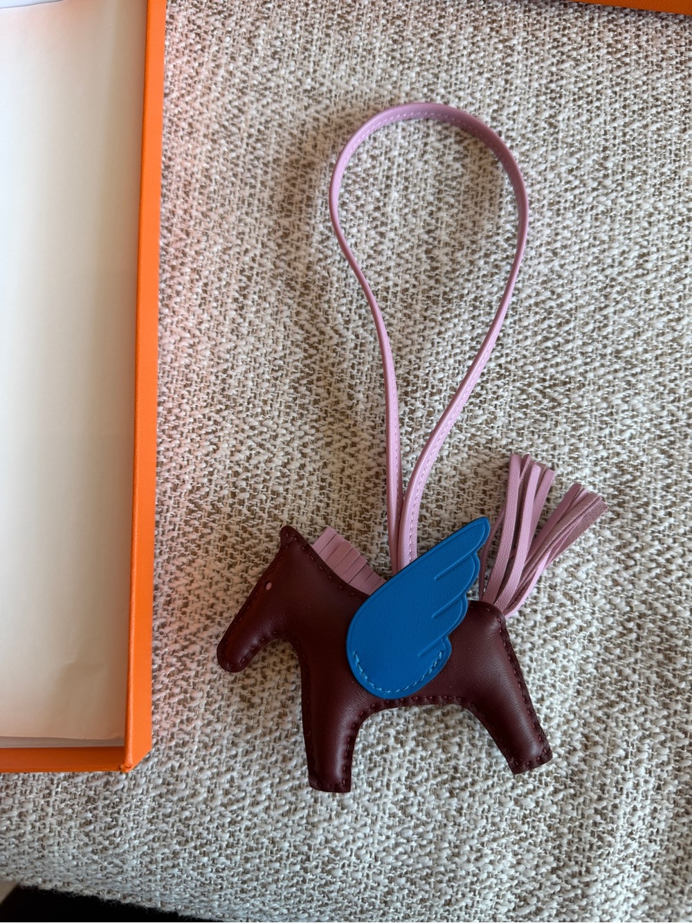 HERMES NEW PEGASUS BAG CHARM LEATHER Burgundy Rouge H Blue Pink PM